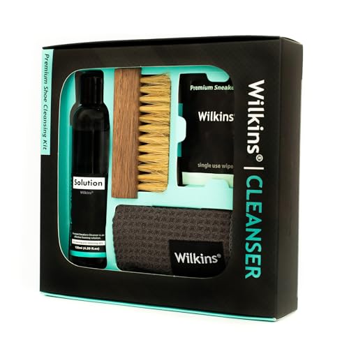 Wilkins Shoe Cleaner Sneakers Kit - Includes Shoe Cleaner Solution, Shoe Brush, Shoe Wipes and Waffle Weave Microfiber Towel