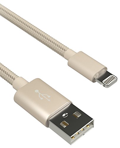 Kit Premium Charge and Sync Lightning Cable - 1 m Long, Strong and Durable Braided iPad/iPhone Cable for Charging and Syncing Data, Apple MFi Certified, Compatible with iPhone/iPad/iPod - Gold image 5