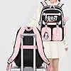 Anime Style Backpack Set for Girls Cute Cartoon Backpack with Lunch Box Pencil Case School Bookbag for Teens (Black Purple) - Image 3