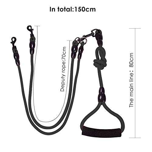 Hund Leine für 2/3/4 Hunde Haustier Walking Kupplungen Blei Nylon Geflochtenen Seil Einstellbare Koppler Keine Verwicklung Hund Leine… (für 3 Hunde, Schwarze)