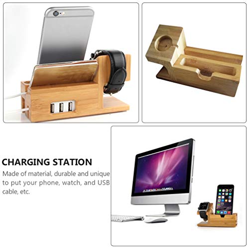 VILLCASE Suporte para Telefone de Madeira Suporte para Dock de Carregamento de Mesa Relógio para Est