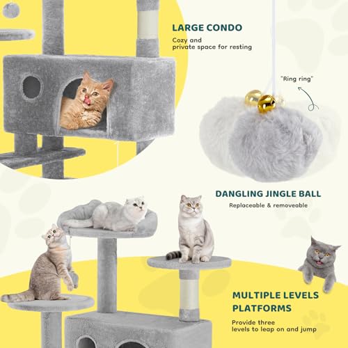 Image of Sweetcrispy 54-inch Cat Tree Tower with Scratching Posts, Indoor Use