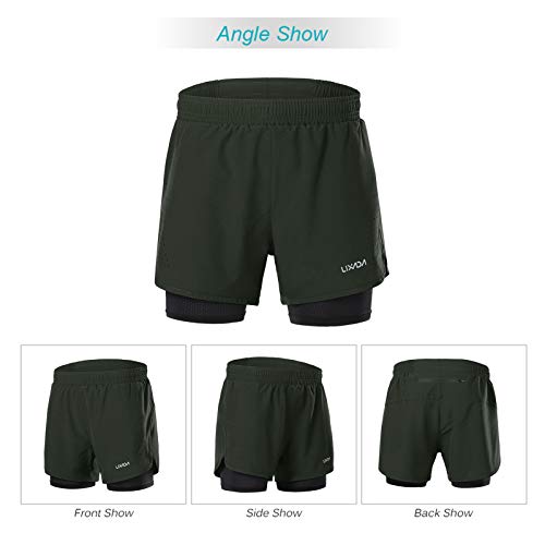 pedkit Calções de corrida 2 em 1 masculino de secagem rápida e respirável treino ativo calções de ci