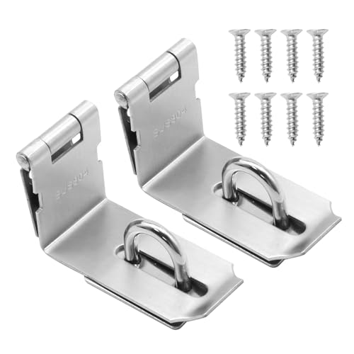 Image of Anxingo 2Pcs 1.96Inch Hasp Latch, 90 Degree Solid 304 Stainless Steel File Cabinet Lock Desk Drawer Lock, Safe Security Padlock Latch Hasp Lock for Personal Privacy