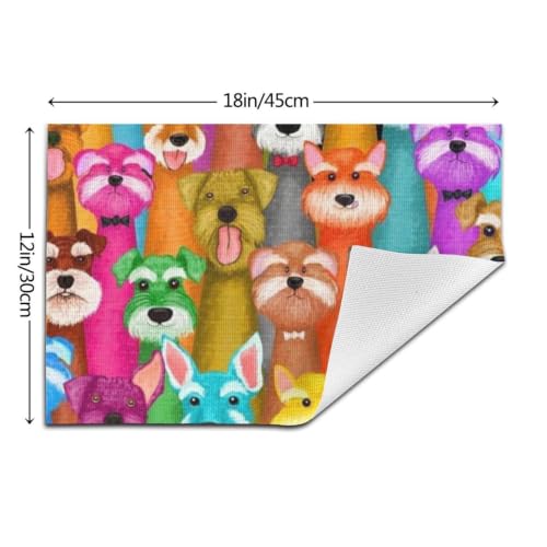 Set de table cuisine résistant et imperméable - 6 napperons de table 45x30 cm motif chiens
