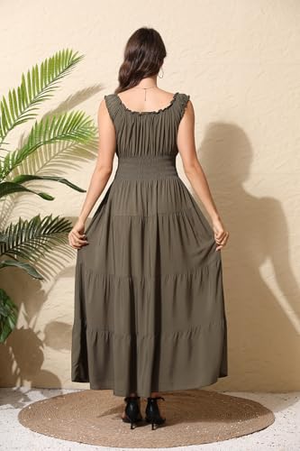 Image of OSTOO Women's 2026 Summer Boho Floral Print Tiered Casual Flowy Long Maxi Dress