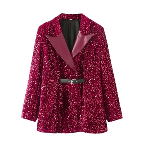 Blazer à paillettes pour femme veste chic confortable ajustée qui ne pique pas P0021