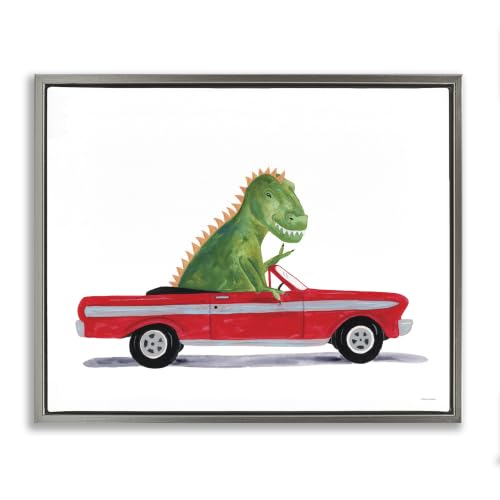 Dinosaur Monster Sports Car Fantasy, 16 x 20 Inch Canvas in Floater Frame