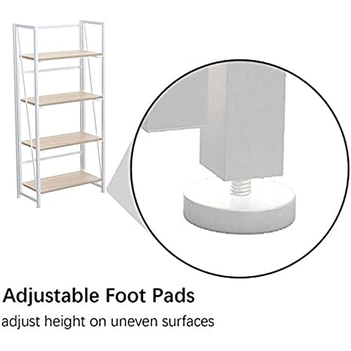 Ghqme No-Assembly Folding Bookshelf Storage Shelves 4 Tiers Vintage Multifunctional Plant Flower Stand Storage Rack Shelves Bookcase For Home Office (White) #TOP4