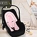 Infant Car Seat Insert & Strap Cover for Baby Girls, 2 in 1 Carseat Head Support Newborn, Ultra Soft Car Seat Cushion for Babies, Plush Fabric, Fit for Swing, Car Seat, Stroller, Bouncer, Pink