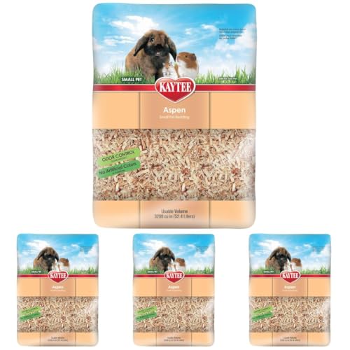 Image of Kaytee Aspen Small Animal Pet Bedding for Pet Guinea Pigs, Rabbits, Hamsters, Gerbils, and Chinchillas, 52.4 Liters (Pack of 4)