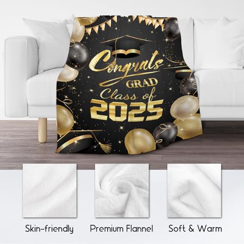 Graduation Blanket - Class of 2025 Graduation Gifts for Her or Him - 40"x50" Flannel Soft Throw Decorations - Senior 2025 Blankets for College, High School, Graduation Day