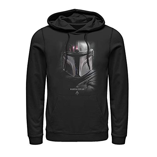 STAR WARS Mens The Mandalorian Bounty Hunter Shadow Pull Over Hoodie - Black - Large