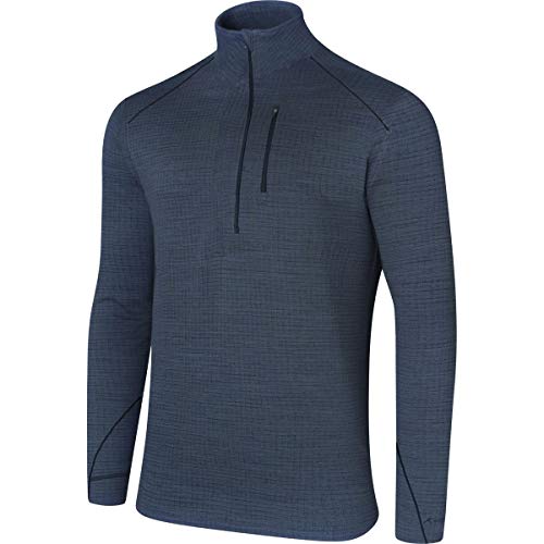 Terramar Men's Mens Thermawool Grid 1/2 Zip, Charcoal Heather, XL