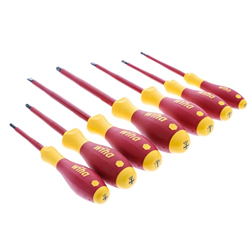 Image of Wiha 32099 7-Piece Insulated SoftFinish Screwdriver Set, 1000V VDE Certified Electrician Screwdrivers