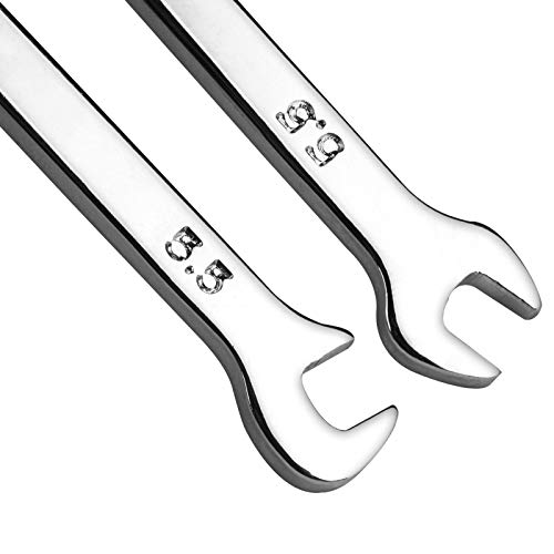Larcele 7 PCS Mini Wrench Set Metric 3mm-5.5mm Double Open End Spanner MNBS-07, Chrome - Image 4