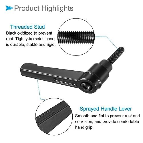 Image of Clamping Lever Handles, M5 x 20mm Male Thread, Adjustable Quick Release Locking Rotating Bolt Knobs Black - (Applications: for Lathe Machinery), 5-Pieces
