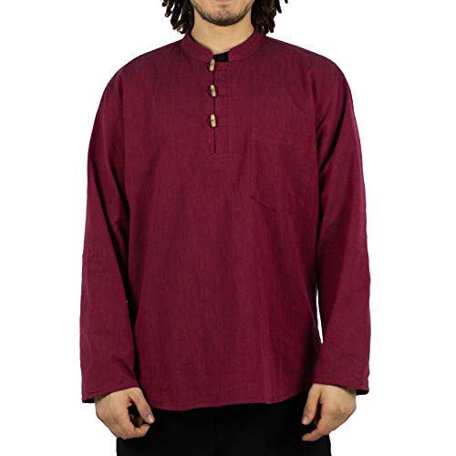 Camisa de pescador para hombre KUNST und MAGIE, corte cómodo, colores clásicos, en diferentes tamaños burdeos XXXL