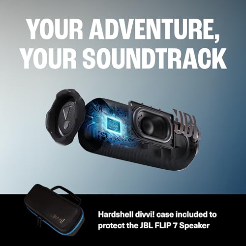 Image of JBL Flip 7 (Black) + Bundle with divvi! Protective Hardshell Case (Black)