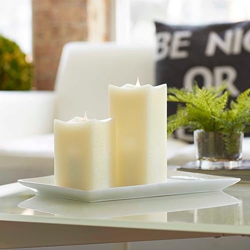 Contemporary Home Living Set of 2 Beige Simplux Squared Neutral Toned LED Candles with Moving Flame 5