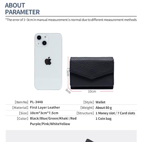 Small Card Holder Purse Girls Genuine Leather Trifold Wallet for Women Bag2