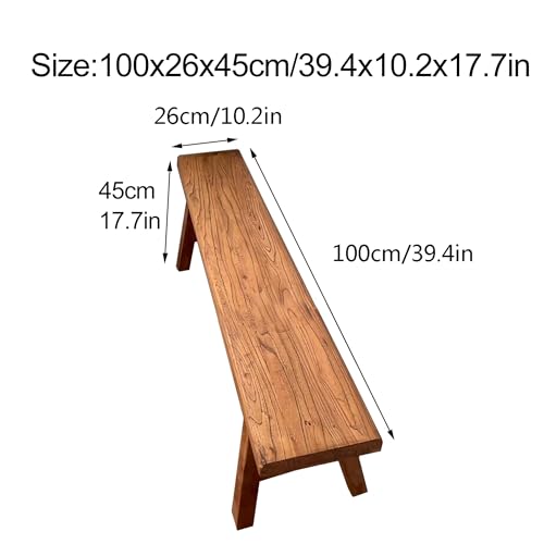 Banco de madera para entrada de diseño robusto en madera maciza rustica sin brazos 3