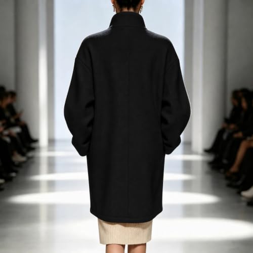 YRAETENM Women Mid Length Wool Coat Chic Outerwear for Fall Winter - image 4
