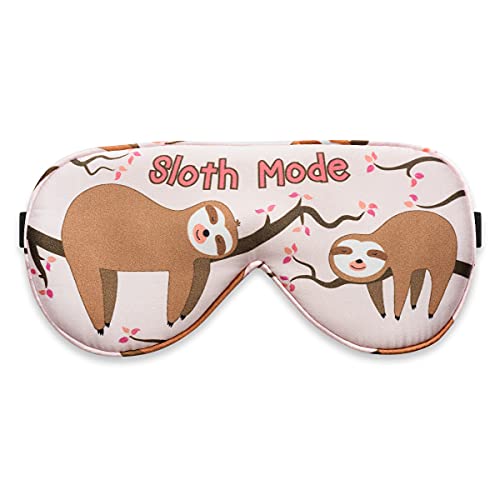 Funny Silk Sleep Masks With Adjustable Strap, Comfortable And Soft Light-Blocking Eye Masks For Women, Men & Teens (Sloth Mode) #TOP18