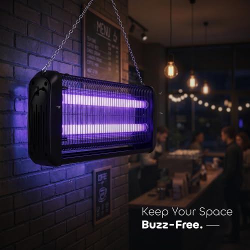 Image of iBELL S40IK Plus 40W Electric Insect Killer with UVA Lamps, 360 Wide Grid, Detachable Collection Tray, Hanging Chain, Silent & Eco-Friendly Insect Zapper for Home, Office & Restaurant, Black