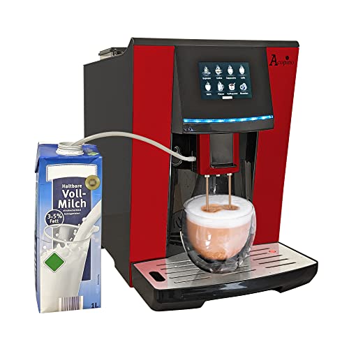 Acopino Vittoria One Touch RED Kaffeevollautomat und Espressomaschine mit Milchsystem,Cappuccino und Espresso auf Knopfdruck farbiges Touch Display