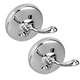 Ntipox Polished Chrome Towel Hooks Antique, 2 Pack Coat Robe Hook Heavy Duty Bathroom Double Hook Wall Mounted, Hand Towel Hooks for Kitchen