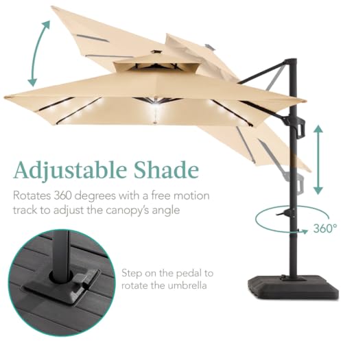 Image of THESHELTERS - Premium Garden Umbrella 360 Degree Rotating Stylish and Durable Outdoor Garden Umbrella with Heavy-duty Water Base (95Kgs)- Patio and Lawn Umbrella, 2.5x2.5m Big Size Outdoor Umbrella with Stand