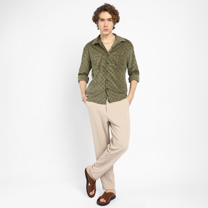 Image of CAHOOT Men's Shacket for Casual Wear | Spread Collar | Long Sleeve | Button Closure | Overshirt /Shacket Crafted with Comfort Fit for Everyday Wear