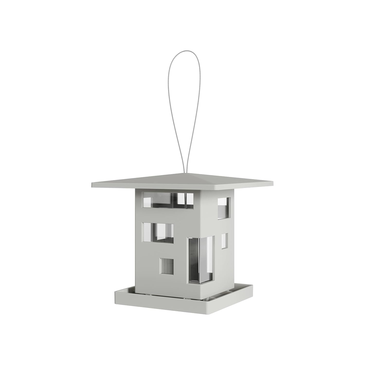 Mangiatoia per Uccelli Selvatici in Plastica Bianco 23cm con Capacità 2L - Ideale per Giardino o Terrazzo per Dare da Mangiare ad Uccellini e Altri Animali - Facile da Riempire e da Lavare