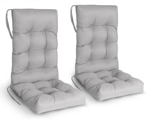 GREENVINES Rocking Chair Cushions Set of 2 | Polyester | Waterproof | Outdoor High Back Rocker Chairs Cushion | Seat with Ties | Non-Slip | Thickened Pad for Patio | 46.5