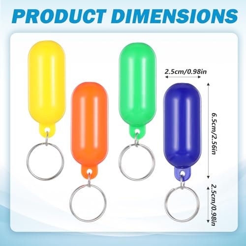 Image of 4pcs Boat Key Floating Keychains, 2.56x0.98in Cylindrical Shaped Foam Floating Key Ring, Waterproof Boat Float Ring, Water Sport Accessory for Boating Surfing Rowing Fishing Outdoor Sports (4 Colors)
