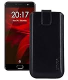 Suncase ECHT Ledertasche Leder Etui *Slim-Edition* kompatibel mit Ulefone Gemini Pro Hülle (mit Rückzugsfunktion & Magnetverschluss) schwarz