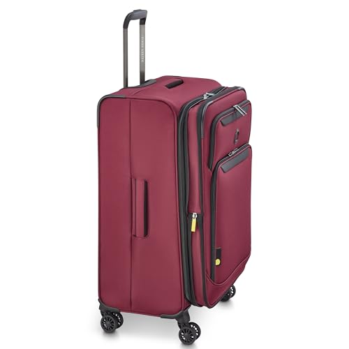 Image of DELSEY PARIS Sky Max 3.0 Checked Suitcase 24 Inch, Lightweight Softside Expandable Luggage, Spinner Wheels, Soft Touch Handle, Burgundy