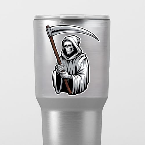 Image of Grim Reaper Holding a Large Scythe Vinyl Bumper Decal Sticker for Windows, Cars, SUVs, Bikes, Laptops, Notebooks etc Waterproof (10 inch Inches)