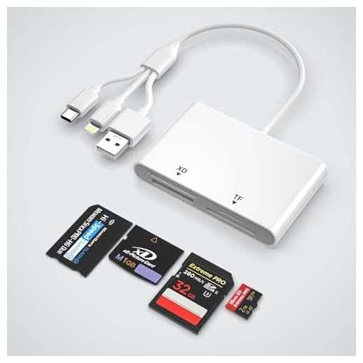 Adaptador Memory Stick Pro Duo para iPhone/Android/PC, leitor de cartão de imagem 4 em 1 SD/TF/MS/XD, leitor de cartão de memória Lightning/USB/USB-C OTG adaptador, Memory Stick Pro Duo Reader para