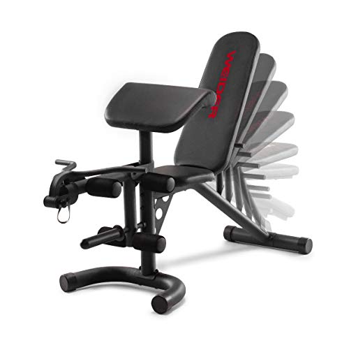 Weider XRS 20 Olympic Workout Bench with Independent Squat Rack and Preacher Pad