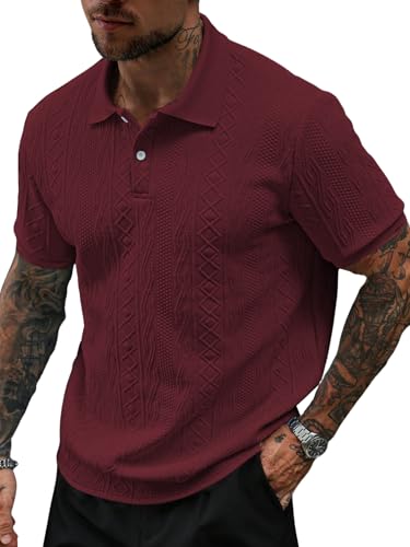Image of GRECIILOOKS Textured Polo T-Shirt for Men | Premium Jacquard Collared Cotton Blend Polo | Smart Casual & Formal t Shirt for Men | Stylish t Shirt for Mens for Office, Party & Everyday