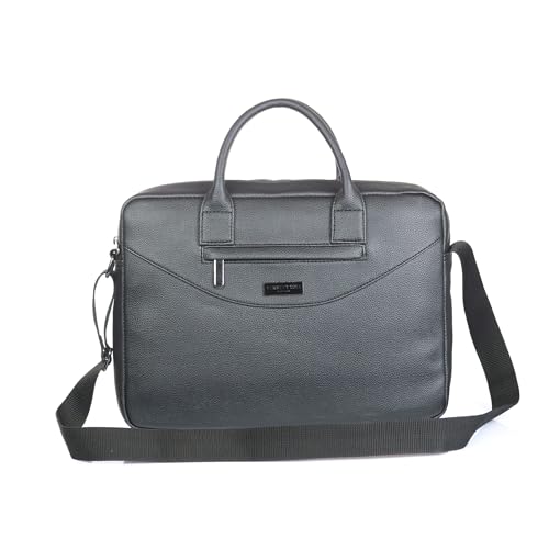 Image of KENNETH COLE Unisex Professional 15 Inch Laptop Bag | Premium Glossy Textured PU Lightweight Briefcase Bag | Adjustable Shoulder Strap, for Work, Business and Travel