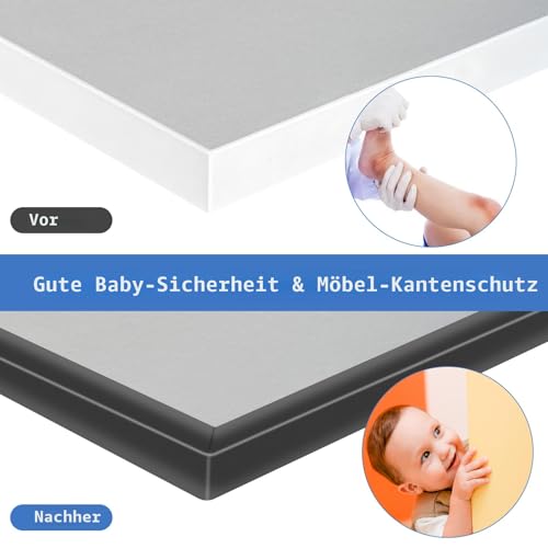 Gummikantenleiste, selbstklebende U-förmige Kantenleiste für Schranktürkanten, Schubladenoberseiten, Schreibtische, flexibler Möbelkantenschutz, Größe 22 mm, passend für 21–23 mm, Länge 3 m