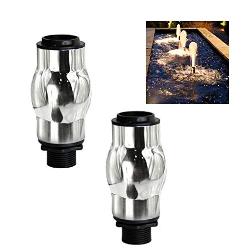 NAVADEAL Pack of 2 Display Frothy Foam Jet Fountain Nozzle - 1" DN25 Stainless Steel Water Spray Sprinkler - for Garden Pond, Amusement Park, Museum, Library