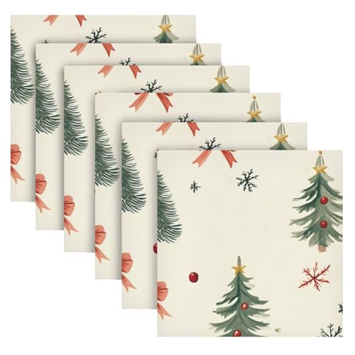 Servilletas de Tela con Estampado de Árbol de Navidad x6 miniatura 2