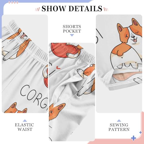 Boys' Pants Corgi Puppies Dog Long Bottoms Jogger Pants Elastic Waist Trousers with Pockets S-XL4