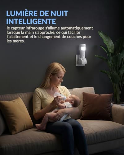 Klarlight Lampe de Poche Veilleuse avec Détecteur de Mouvement, Socle de Charge avec Fiche UE, Lampe d'urgence pour Les Pannes de Courant, Veilleuse, Couloir, Lampe de Travail Portative, Lot de 2 – vue 3