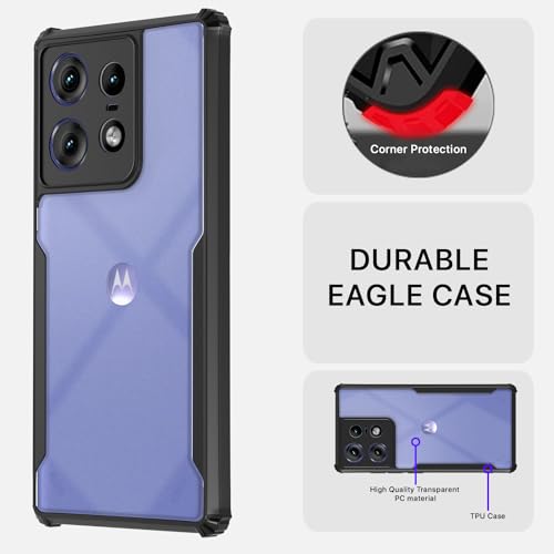 Image of Pikkme Moto Edge 50 Pro 5G Back Cover | Crystal Clear Transparent Back | Ultra Hyrbid | Full Camera Protection | Raised Edge | Bumper Back Case (Black)