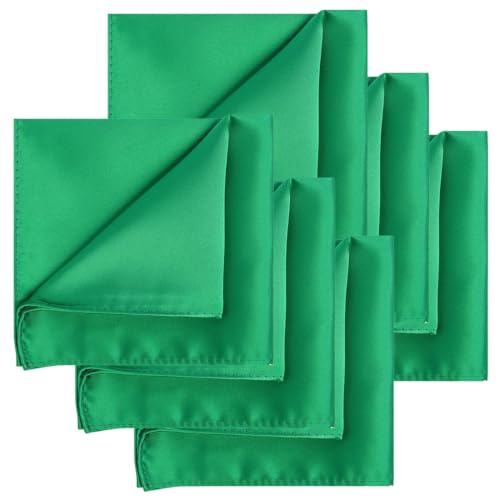 Image of KissTies 6PCS Satin Pocket Square Plain Color Handkerchief Gift Set